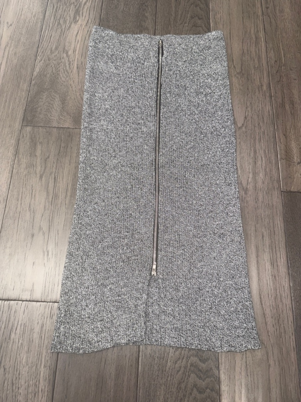 Heather Gray Knit Pencil Skirt with Center Zip